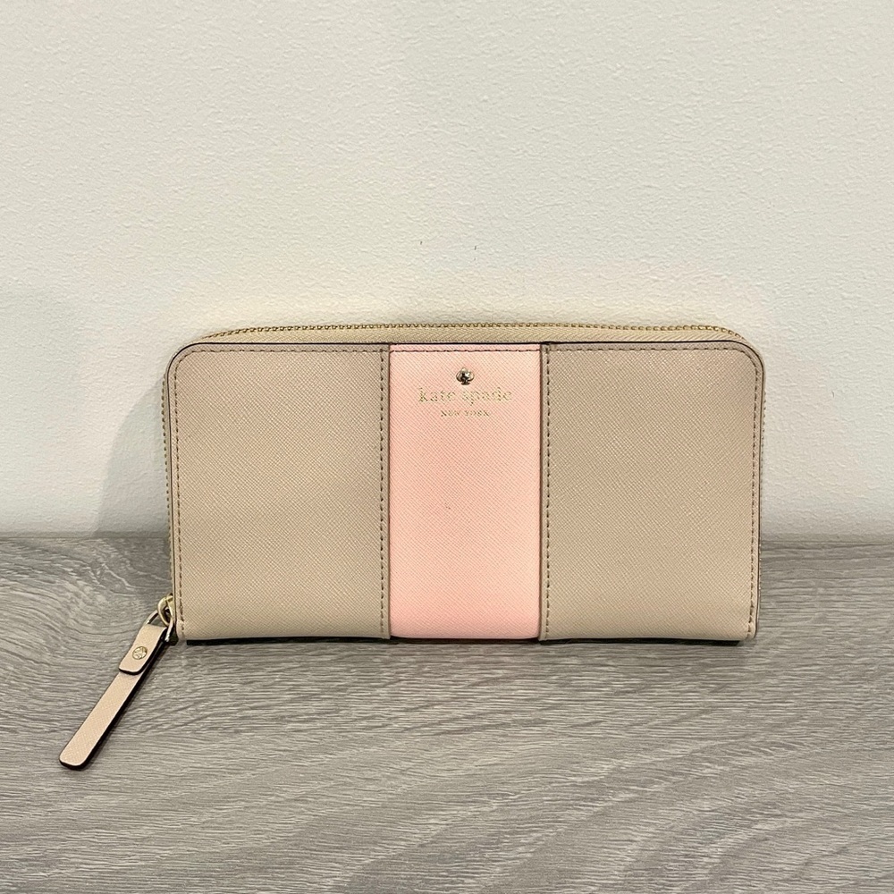 Kate Spade Pink Beige Zipped Wallet